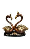 Golden Swan Couple Decorative Showpiece | Resin Love Birds Figurine for Home & Office Décor | Elegant Tabletop Statue for Living Room, Bedroom & Gift Item (Brown & Gold Finish)