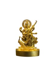 Antique Gold Metal Statue Maa Saraswati Showpiece for Home & Office | Hindu Goddess Decorative Murti for Puja & Mandir Office Table Showpiece.