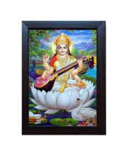 Hitech Lord Saraswati MATA Laminated Photo Frame for Table, Study & Living Room, Gifts (PVC Frame and Front face - Glass, 8 x 6 inch)