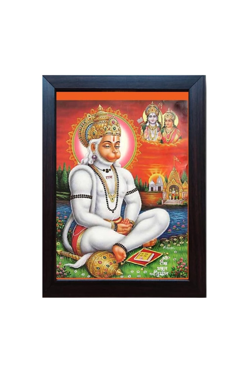 Hitech Hanuman Ji Laminated Photo Frame for for Wall, Temple, Mandir, Gym, and Outdoor Spaces, for Home Decor, Gifts (PVC Frame and Front face - Glass, 8 x 6 inch)
