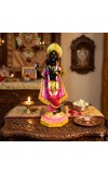 Black Lord Krishna Statue Playing Flute with Golden Crown – Hindu God Murti Idol for Home Mandir, Pooja Room, Temple Decor & Spiritual Gift Item