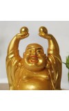 Hitech Sales Marble Resin Laughing Buddha Set of 2 | Marble Resin Gold Feng Shui Statues for Home, Office, Dining Room Decor | Asian Gift Showpiece
