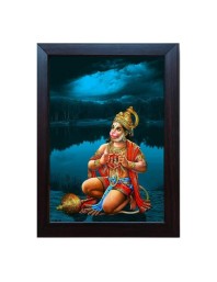 Hitech Hanuman/bajrangbali ji Tearing his Chest Showing shri ram and sita maa Laminated Photo Frame for Wall, Temple, Outdoor Spaces Home Decor, Gifts (PVC Frame and Front - Glass, 8 x 6 inch)