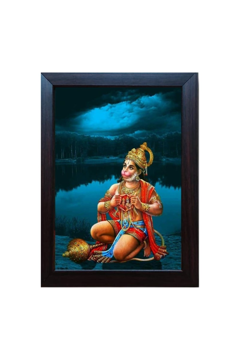 Hitech Hanuman/bajrangbali ji Tearing his Chest Showing shri ram and sita maa Laminated Photo Frame for Wall, Temple, Outdoor Spaces Home Decor, Gifts (PVC Frame and Front - Glass, 8 x 6 inch)