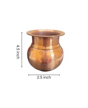 Pure Copper Kalash Lota Traditional Puja Vessel for Daily and Festive Use 4.5/2.5 Inch