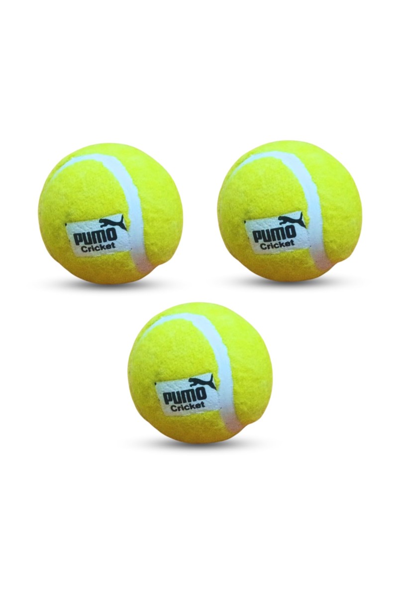 Hitech Sales - Pumo Cricket Tennis Ball | Lightweight Yellow Tennis Ball for Cricket Practice & Play | Durable and High Bounce Ball for Indoor & Outdoor Use (Medium, 3, Count)