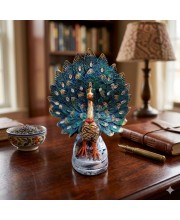 Handcrafted Peacock Showpiece for Home Decor – Colorful Resin Peacock Figurine with Detailed Feather Design – Decorative Tabletop Statue for Living Room, Office & Gift Purpose