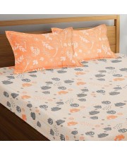Hitech Sales Orange Cotton Double Bedsheet | Soft, Durable & Fade-Resistant | Ideal for Double Bed | Easy Care & Washable