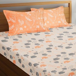 Hitech Sales Orange Cotton Double Bedsheet | Soft, Durable & Fade-Resistant | Ideal for Double Bed | Easy Care & Washable