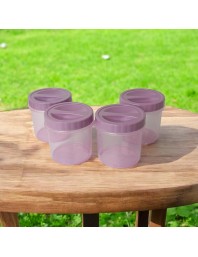 Airtight Plastic Container with Lid 250 ml (Set of 4) Plain | Multipurpose Storage & Grocery Containers. (Pink)