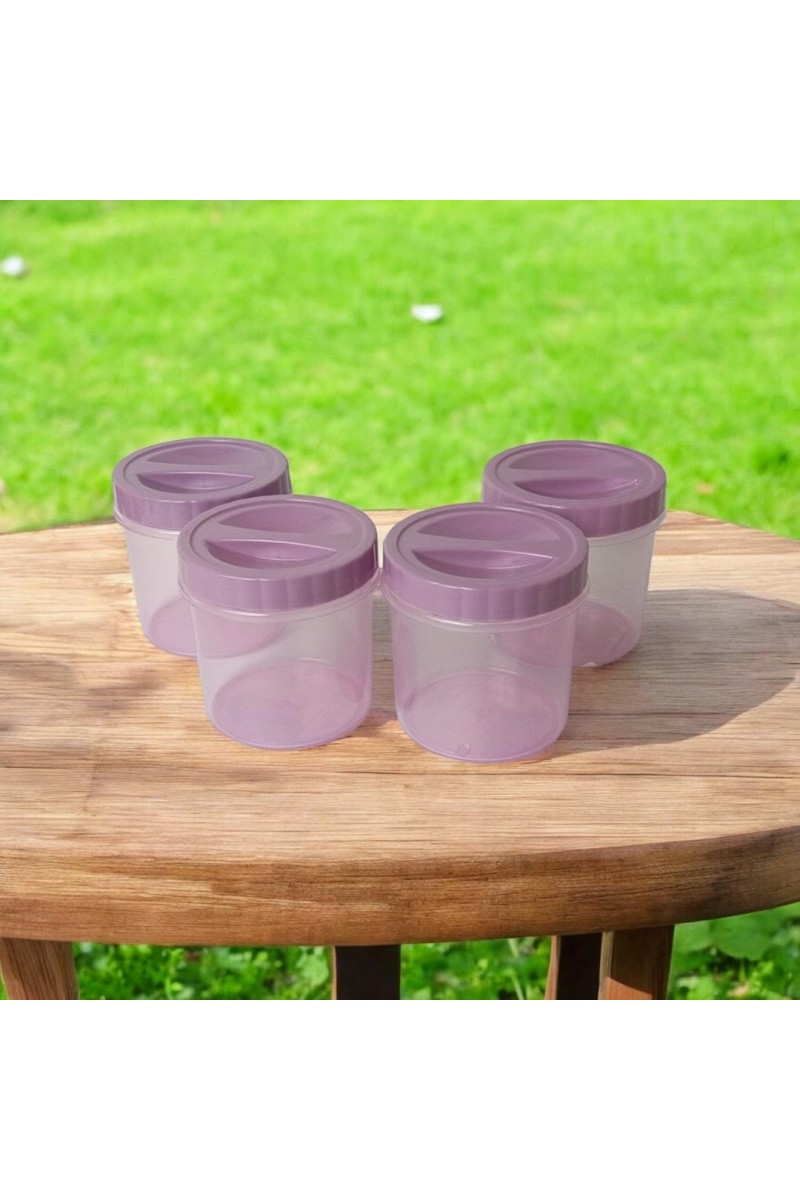 Airtight Plastic Container with Lid 250 ml (Set of 4) Plain | Multipurpose Storage & Grocery Containers. (Pink)