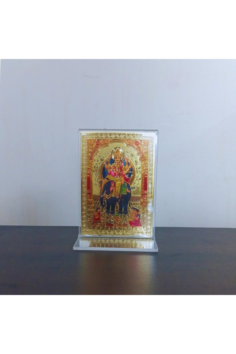 Hitech Sales Bhagwan Biswakarma Gold-Plated Religious Acrylic Photo Frame Hindu God and Goddess Temple Art Decor for Home, Office, Car Dashboard and Gift Purpose
