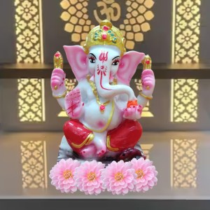 Hi Tech Sales Handcrafted Siddhi Ganesh Idol for Home Decor, Gifting Diwali, Birthday, Festivals (5 x 3 Inches) (Red)