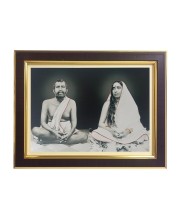 Hitech Sales Sri Ramakrishna Paramahansa and Sarada Devi Polystyrene Photo Frame, Rectangular Printed Photo Frame for Pooja Room, Home Decoration and Gifting (Tabletop, 7 x 9 x 0.9 inches, Brown)