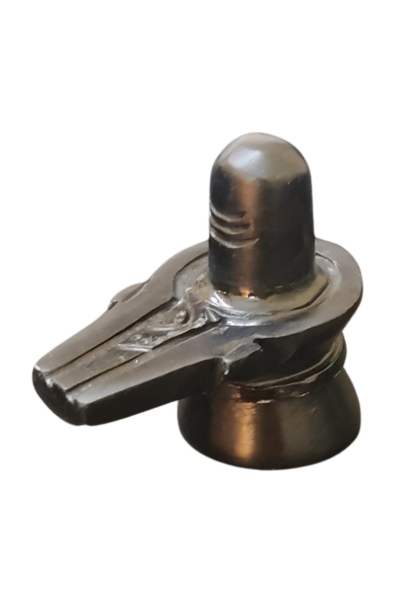 HiTechMart Black Marble Shivling Idol, 3 Inch Lord Shiva Shivalingam Murti for Home Puja and Shivratri, Medium Size, 230g Black Stone Shivling for Worship and Decor