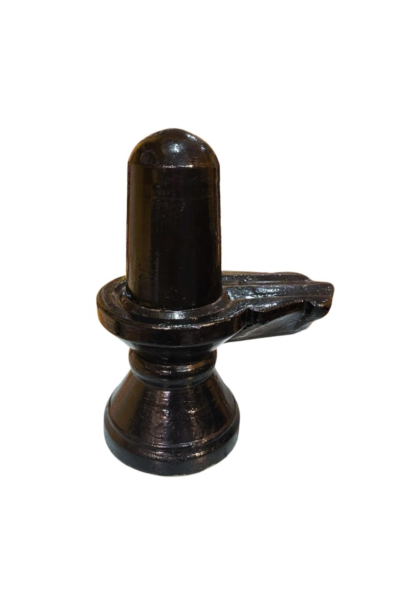 Black Shivling Showpiece for Puja | Lord Shiva Lingam Idol with Base | Religious Decorative Statue for Home Temple, Office & Spiritual Décor | Resin Shivling Murti (Black Finish)