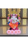 Hi Tech Sales Handcrafted Siddhi Ganesh Idol for Home Decor, Gifting Diwali, Birthday, Festivals (6 x 3 Inches) (Orange)