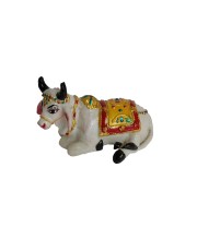 Hitech White Gau MATA Nandi Cow Statue: Murti/Figurine/Showpiece for Religious Pooja, Temple Decoration, Home Decor, and Study Room - Hindu God Gift Item
