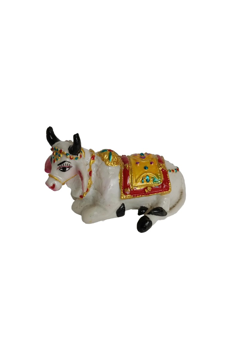 Hitech White Gau MATA Nandi Cow Statue: Murti/Figurine/Showpiece for Religious Pooja, Temple Decoration, Home Decor, and Study Room - Hindu God Gift Item