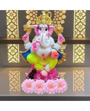 Hi Tech Sales Handcrafted Siddhi Ganesh Idol for Home Decor, Gifting Diwali, Birthday, Festivals (6 x 3 Inches) (Multicolor)