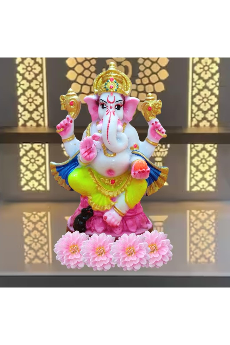 Hi Tech Sales Handcrafted Siddhi Ganesh Idol for Home Decor, Gifting Diwali, Birthday, Festivals (6 x 3 Inches) (Multicolor)