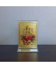Hitech Sales Gold-Plated Religious Shree Ganesh Acrylic Photo Frame Hindu God and Goddess Temple Art Decor for Home, Office, Car Dashboard and Gift Purpose