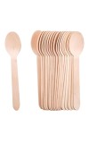 Hitech Sales Pack of 25 16CM Disposable Wooden Spoons for Party Picnic and Home & Kitchen Perfect for Eating, Samoling and Tasting Ice Cream, Yogurt, Dessert, Parfait, Mousse, Pudding