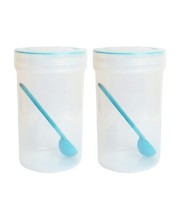Storage Food Cylindrical Container Set (2 PCS) with Lids, Space-Saving, Airtight & 100% Food Grade | Ideal for Home & Kitchen (1000 ML) | Compact, Ideal for Storage of Food Products | 100% Recyclable