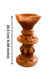 Handmade Terracotta Diya with Stand – Traditional Clay Oil Lamp for Festivals, Pooja & Home Decor