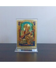 Hitech Sales Gold-Plated MATA Saraswati Religious Acrylic Photo Frame Hindu God and Goddess Temple Art Decor for Home, Office, Car Dashboard and Gift Purpose