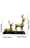 Metallic Gold Finish Deer Idols Set &ndash; Elegant Decorative Deer Figurines for Home Decor &ndash; Luxury Animal Showpieces for Living Room, Cabinet & Tabletop &ndash; Ideal Anniversary, Wedding & Housewarming Gift