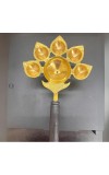 Panch Aarti Diya Oil Lamp, Panch Mukhi Aarti, deep, Jyoti Puja for Diwali/Navratri and Festival. Brass Punch Diya with Wooden Handle - Gold Color Daily Pooja in Home (Small).