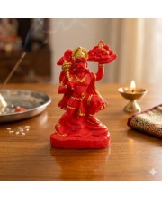 Lord Hanuman with Mountain Resin Idol – Bajrangbali Murti Carrying Parvat – Spiritual Statue for Home Temple, Pooja, Decor & Gifting