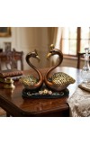 Golden Swan Couple Decorative Showpiece | Resin Love Birds Figurine for Home & Office Décor | Elegant Tabletop Statue for Living Room, Bedroom & Gift Item (Brown & Gold Finish)