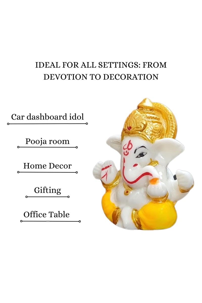 HiTechMart Lord Ganesha Mini Idol for Home, Office, Cardashboard – Divine Hindu God Ganpati Murti for Puja, Decor & Gifting – Vastu & Spiritual Blessings