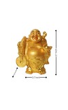 Hitech Sales Laughing Buddha, Marble Resin Gold Feng Shui Statues for Home, Office, Dining Room Decor, Asian Gift Showpiece (Set of 2)