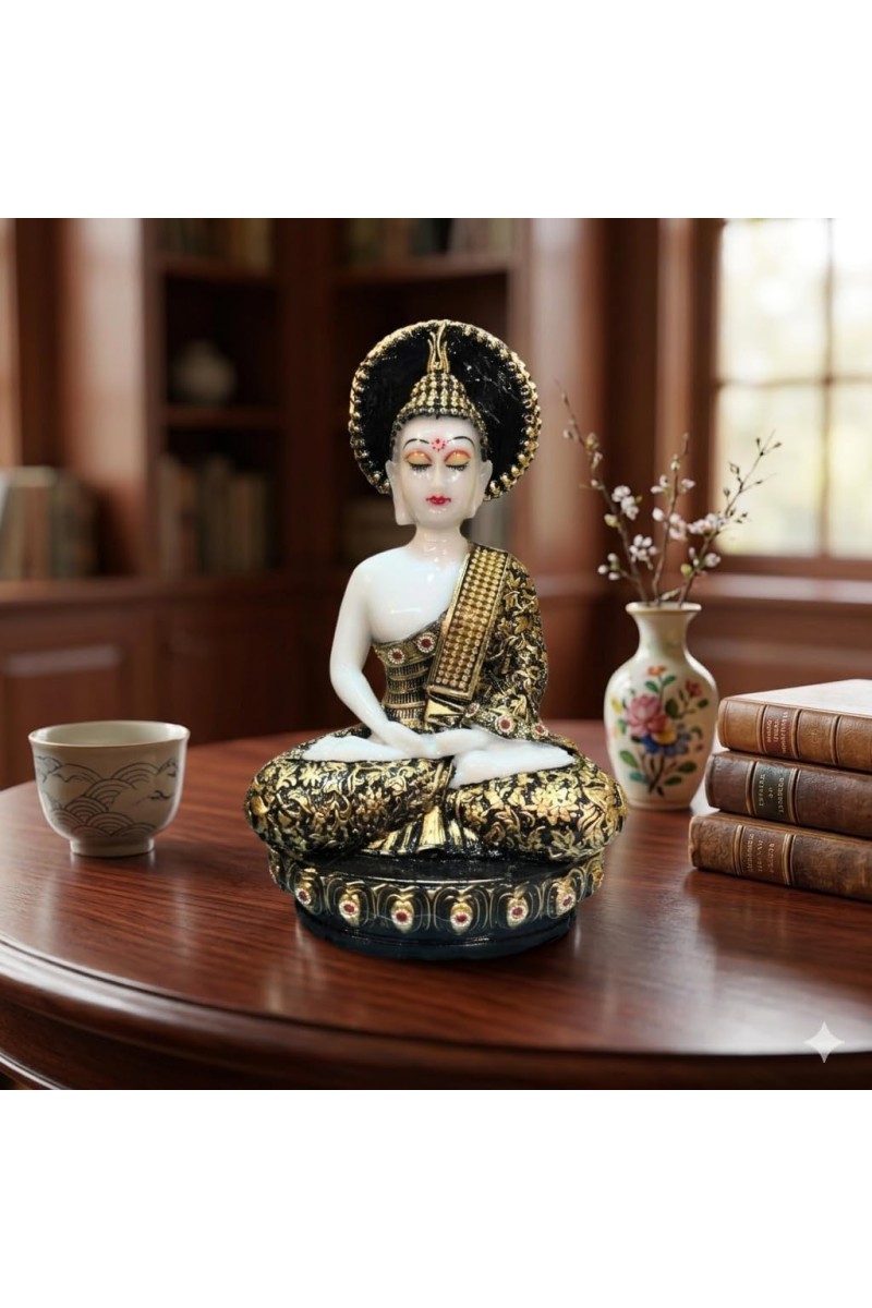Meditating Buddha Statue – Peaceful Buddha Idol for Home Decor – Resin Meditation Figurine for Living Room, Office Desk, Zen Decor & Spiritual Gifting