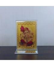 Hitech Sales Gold-Plated Shree Ganesh Religious Acrylic Photo Frame Hindu God and Goddess Temple Art Decor for Home, Office, Car Dashboard and Gift Purpose