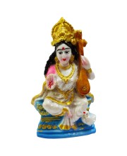 Hi Tech Sales Goddess Maa Saraswati Idol, Saraswati Vidya-Devi Murti/Statue/Figurine/Showpiece for Religious Pooja Gift Item, Temple/Pooja, Decoration, Home, Study Room(4inch)