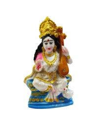 Hi Tech Sales Goddess Maa Saraswati Idol, Saraswati Vidya-Devi Murti/Statue/Figurine/Showpiece for Religious Pooja Gift Item, Temple/Pooja, Decoration, Home, Study Room(4inch)