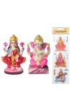 Laxmi Ganesh Murti Idol with Free Stickers by Hi Tech Sales | Hindu Goddess Lakshmi & Lord Ganesha Statue for Puja, Temple, Home & Office Decor | Diwali Festival Spiritual Gift