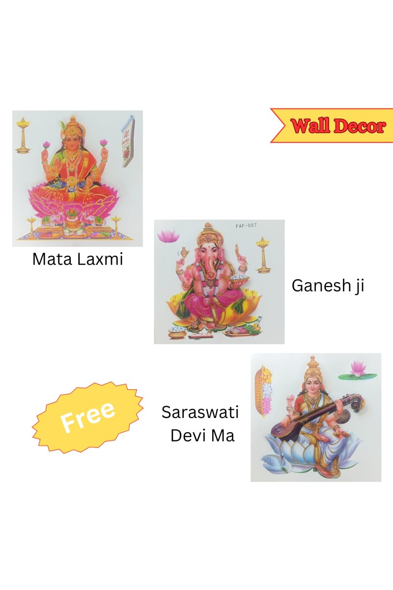 Laxmi Ganesh Murti Idol with Free Stickers by Hi Tech Sales | Hindu Goddess Lakshmi & Lord Ganesha Statue for Puja, Temple, Home & Office Decor | Diwali Festival Spiritual Gift