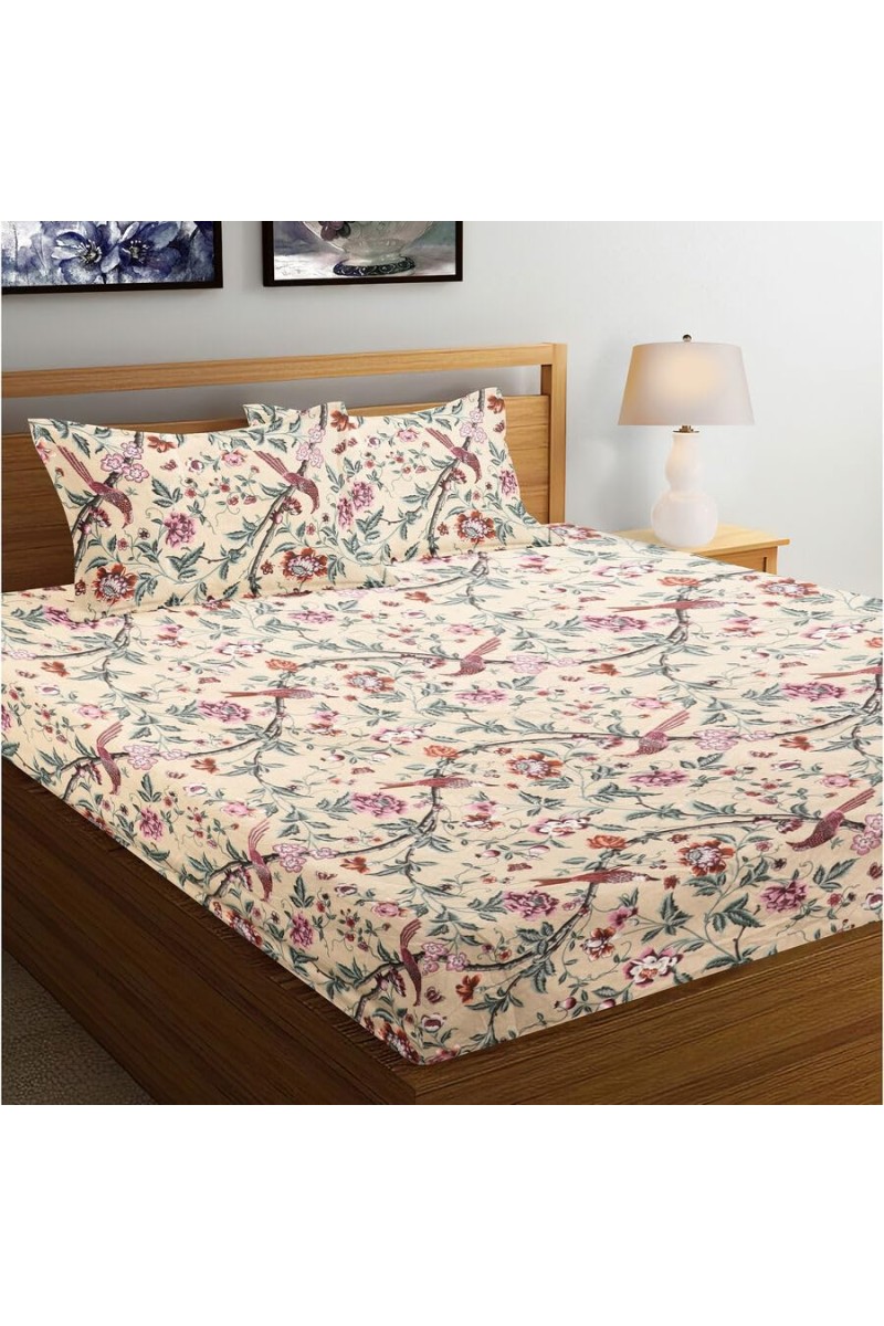 Hitech Sales Multicolour Polycotton Double Bedsheet | Soft, Durable & Fade-Resistant | Ideal for Double Bed | Easy Care & Washable