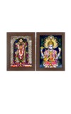 Hitech Sales Shree Ram and Lord Vishnu with MATA Laxmi Double Picture Folding Photo Frame for Table, Home, Pooja Room Decor (Brown, 2 Printed Photos, Tabletop)