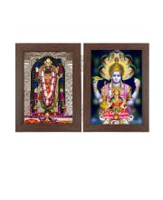 Hitech Sales Shree Ram and Lord Vishnu with MATA Laxmi Double Picture Folding Photo Frame for Table, Home, Pooja Room Decor (Brown, 2 Printed Photos, Tabletop)