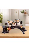Cute Owl Family Showpiece Figurine on Tree Branch – Decorative Resin Owls Statue for Home, Office & Living Room Décor | Gift Item for Housewarming & Table Decoration