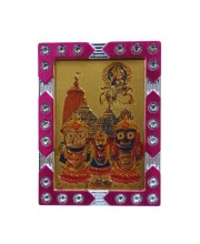 Hitech Sales Mini Decorative Jagannath Shuvadra Baralam with Krishna Photo Frame for Home, Office Décor and Card dasboard (6 x 8 cm – 1 Pcs)