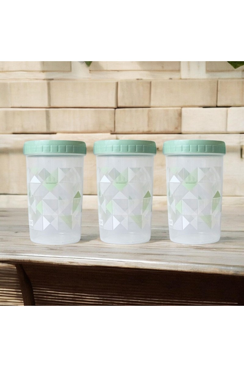 Storage Food Cylindrical Container Set (3 PCS) with Lids, Space-Saving, Airtight & Leak Proof, 100% Food Grade, Microwave & Freezer Safe, Dishwasher Safe, Ideal for Home & Kitchen (1000 ML)