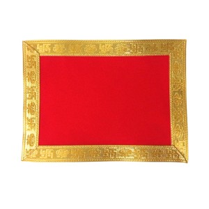Velvet Pooja Aasan Cloth with Golden Border | Plain Chowki Mat for Puja Table, Home Mandir & Temple | Pack of 6 (6 x 8)