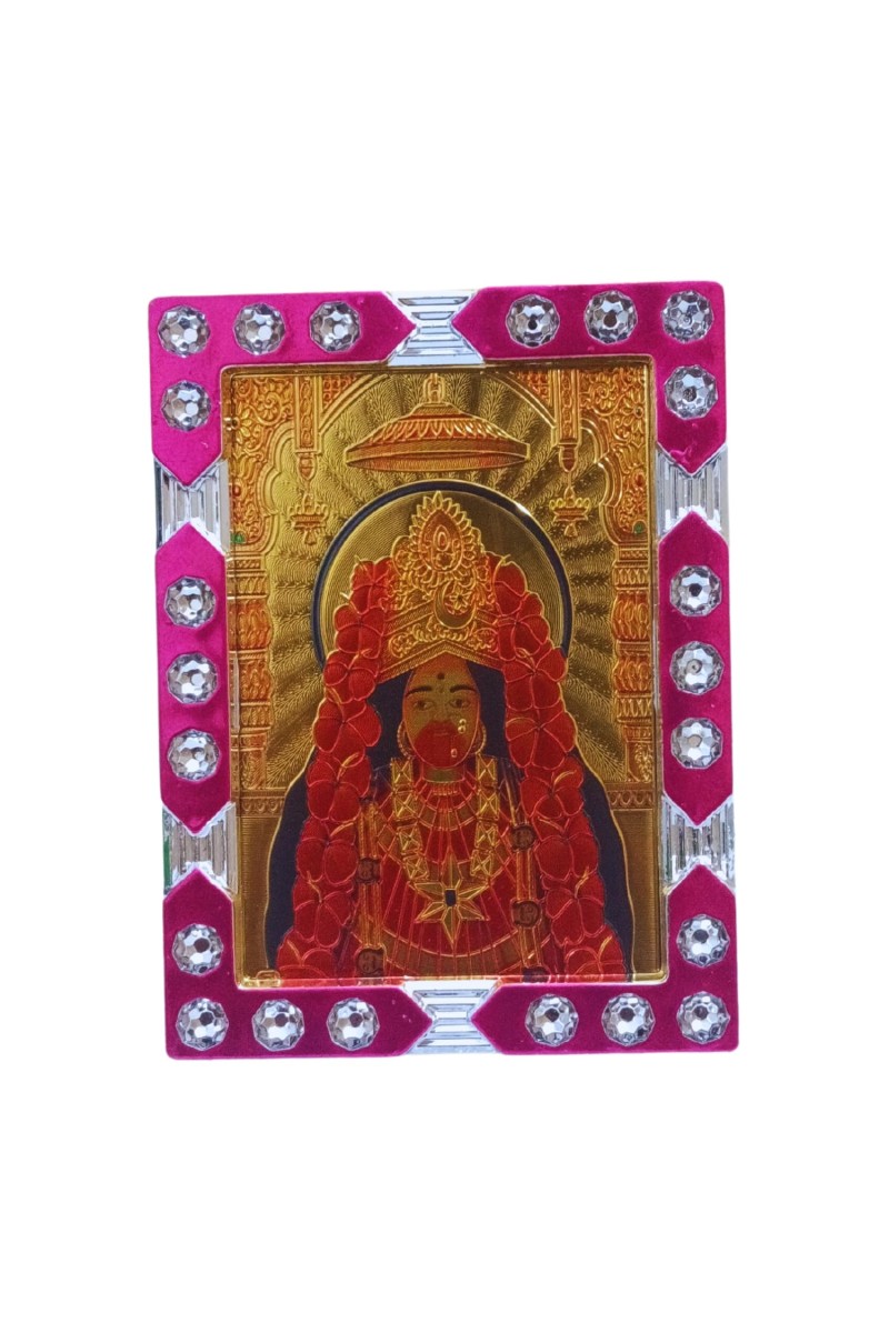 Hitech Sales Mini Decorative Maa Tara Photo Frame with Designing Border Religious Gift for Home, Office Décor and Card dasboard Small Temple Idol Frame for Worship (6 x 8 cm – 1 Pcs)